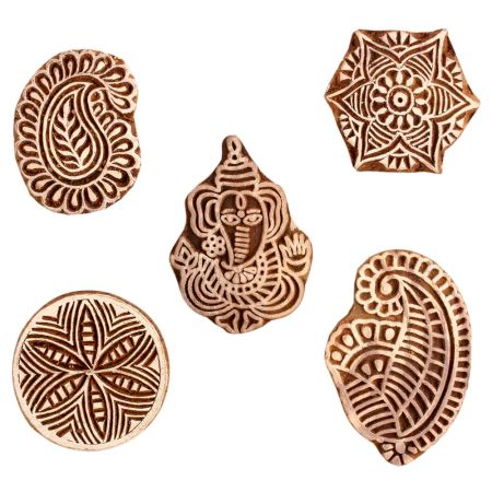 Set of 5 Piece New Mix Wooden Printing Block